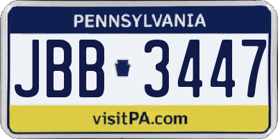 PA license plate JBB3447