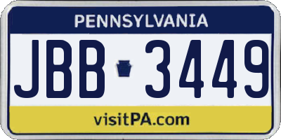 PA license plate JBB3449