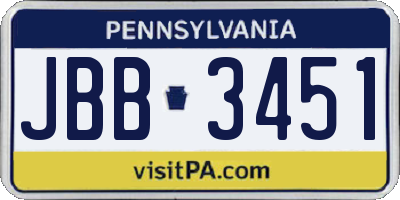 PA license plate JBB3451