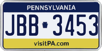 PA license plate JBB3453