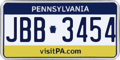 PA license plate JBB3454