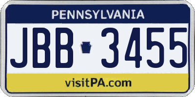 PA license plate JBB3455