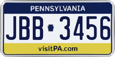 PA license plate JBB3456