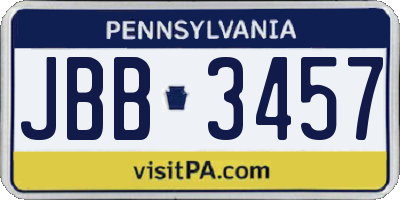 PA license plate JBB3457