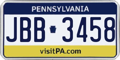 PA license plate JBB3458