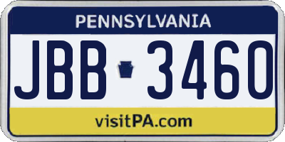 PA license plate JBB3460