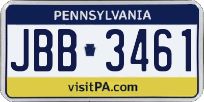 PA license plate JBB3461