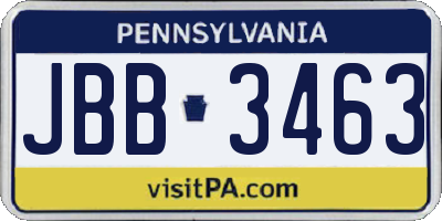 PA license plate JBB3463