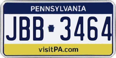 PA license plate JBB3464