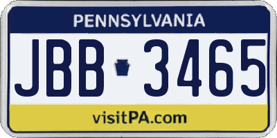 PA license plate JBB3465