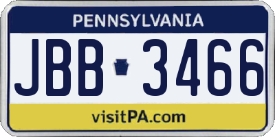 PA license plate JBB3466