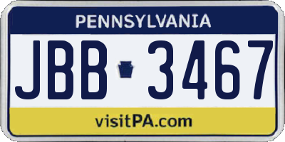 PA license plate JBB3467