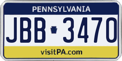 PA license plate JBB3470