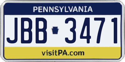 PA license plate JBB3471