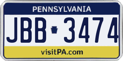 PA license plate JBB3474