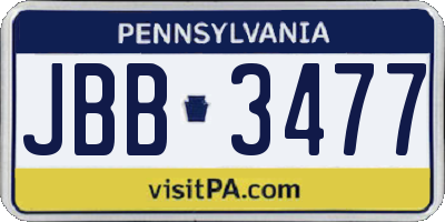 PA license plate JBB3477