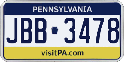 PA license plate JBB3478