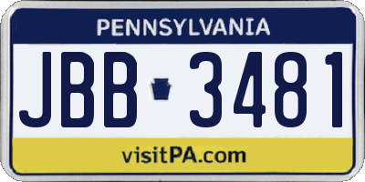 PA license plate JBB3481