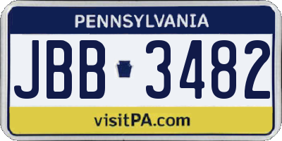 PA license plate JBB3482