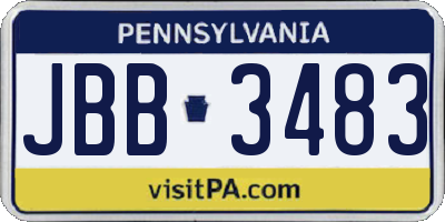 PA license plate JBB3483