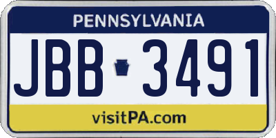 PA license plate JBB3491