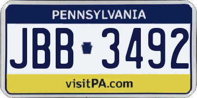 PA license plate JBB3492