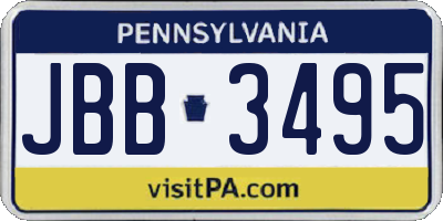 PA license plate JBB3495