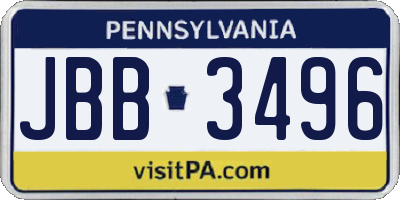 PA license plate JBB3496