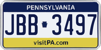 PA license plate JBB3497