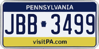 PA license plate JBB3499