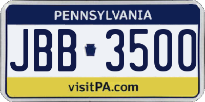 PA license plate JBB3500