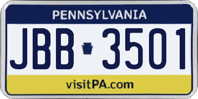 PA license plate JBB3501