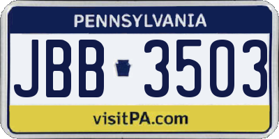 PA license plate JBB3503