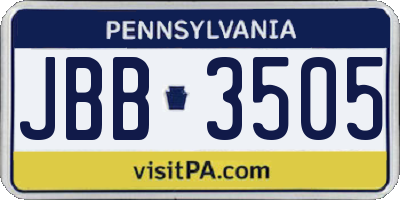 PA license plate JBB3505