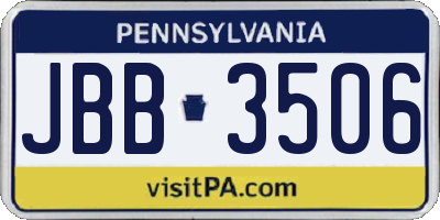 PA license plate JBB3506