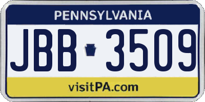 PA license plate JBB3509