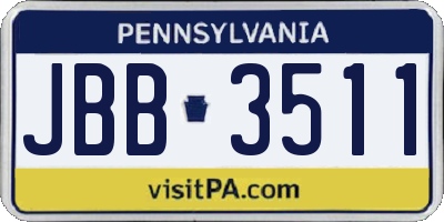 PA license plate JBB3511