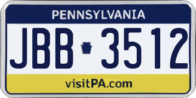 PA license plate JBB3512