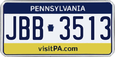 PA license plate JBB3513