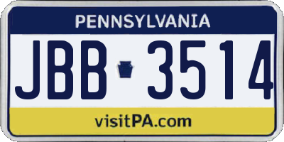 PA license plate JBB3514