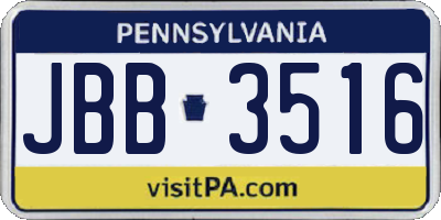 PA license plate JBB3516