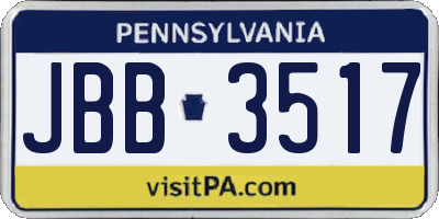 PA license plate JBB3517