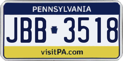 PA license plate JBB3518