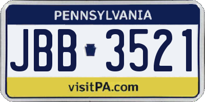 PA license plate JBB3521