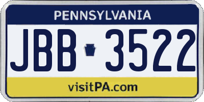 PA license plate JBB3522