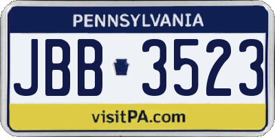 PA license plate JBB3523