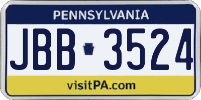 PA license plate JBB3524