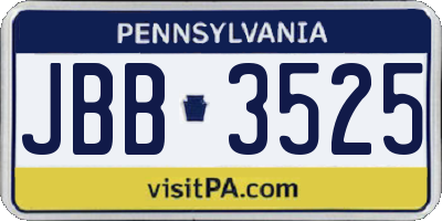 PA license plate JBB3525