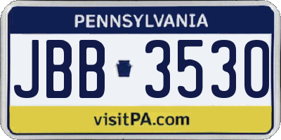 PA license plate JBB3530