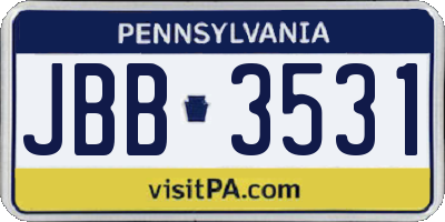 PA license plate JBB3531